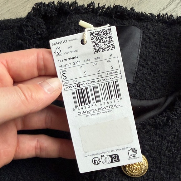 Black Tweed Jacket with Gold Buttons - Size Small - Picture 9 of 9